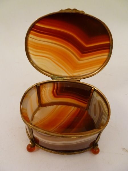 Oval Agate and Ormolu Casket In Good Condition In London, GB