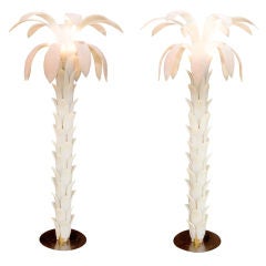 Extraordinary Pair of Murano Glass Palm Tree Uplighters