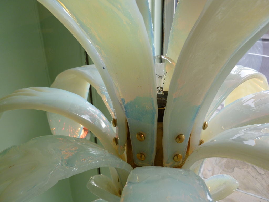 Late 20th Century Extraordinary Pair of Murano Glass Palm Tree Uplighters