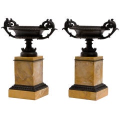 Pair Bronze and Sienna Marble Tazza