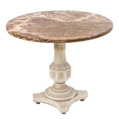 Carrara Marble Pediment Base Table with Onyx Top