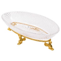 French Oval Cut Crystal & Ormolu Table Centrepiece