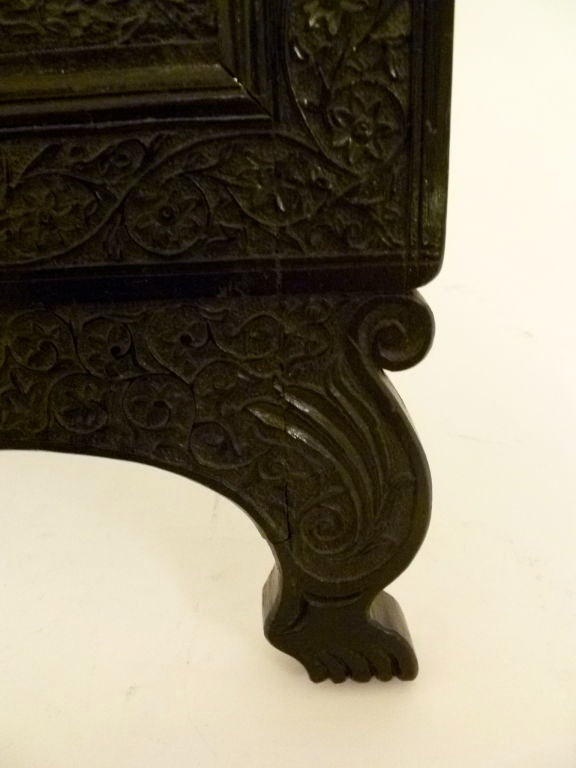 Indian Painted Ivory Panel in a Carved Ebony Frame at 1stdibs