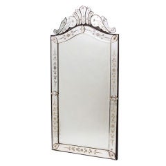 French Venetian Style Arch Top Pier Mirror with Crest
