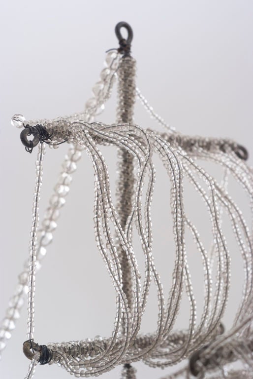 French A Beaded Glass and Crystal Ship-Form Chandelier by Bagues