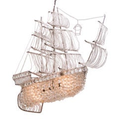 A Beaded Glass and Crystal Ship-Form Chandelier by Bagues