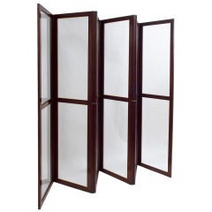 A French Mahogany and Glass Six Fold Screen