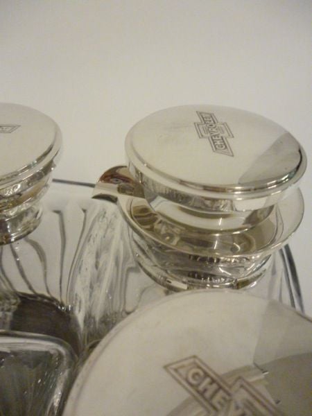 Belgian Art Deco Silver Mounted Crystal Drinks Compendium 6