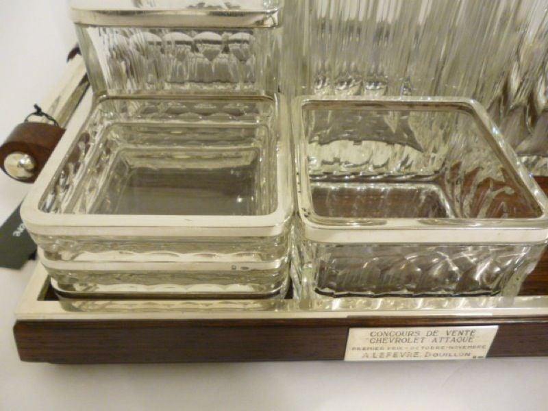 Belgian Art Deco Silver Mounted Crystal Drinks Compendium 3