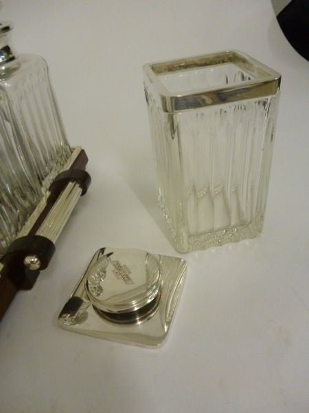 Belgian Art Deco Silver Mounted Crystal Drinks Compendium 5