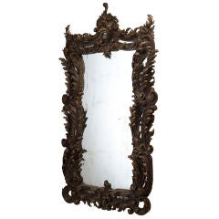 Flamboyant German Roccoco Carved and Painted Mirror