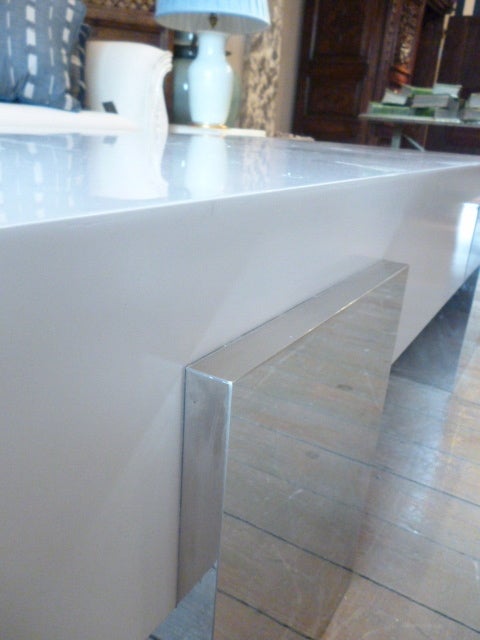 Lacquer and Chrome Coffee Table by Gabriella Crespi For Sale 3