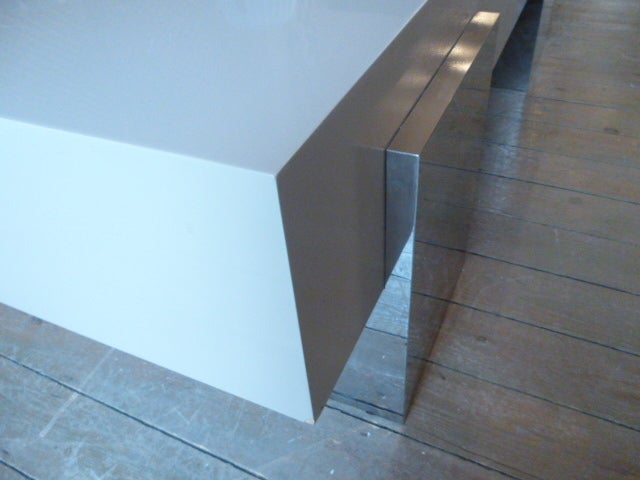 Lacquer and Chrome Coffee Table by Gabriella Crespi For Sale 5