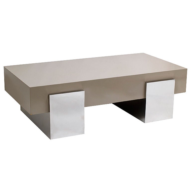 Lacquer and Chrome Coffee Table by Gabriella Crespi For Sale