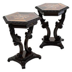 Pair of Ceylanese Ebony and Specimen Wood Side Tables