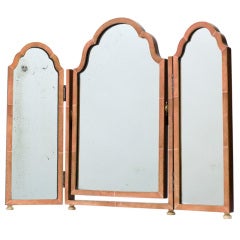Pink Shagreen Three Fold Mirror