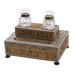 Anglo-Indian Quill Inkstand with Twin Inkwells