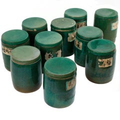 Set of Ten Chinese Apothecary Jars and Covers
