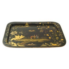 Large Victorian Orientalist Painted Tray