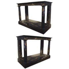 A Pair of Empire Portoro Marble Console Tables A Pair of Empire Portoro Marble Console Tables