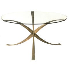 Circular Bronze Table by Michel Mangematin