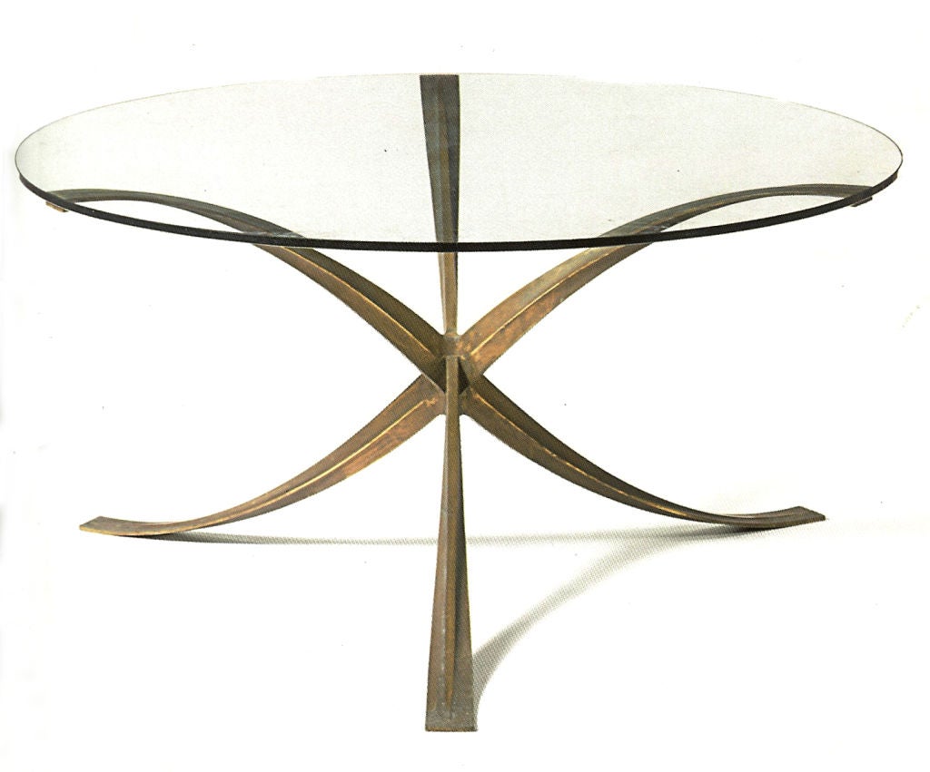 Circular Bronze Table by Michel Mangematin