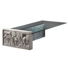 A Bronze and Stone Low Table