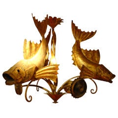 Gilt Iron Flying Fish Chandelier