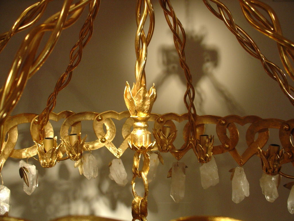 French Magnificent Rock Crystal and Gilded Chandelier For Sale