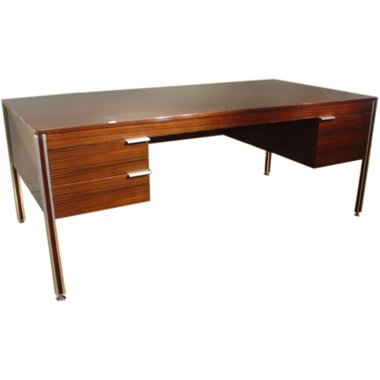 Palisander and White Metal Desk For Sale