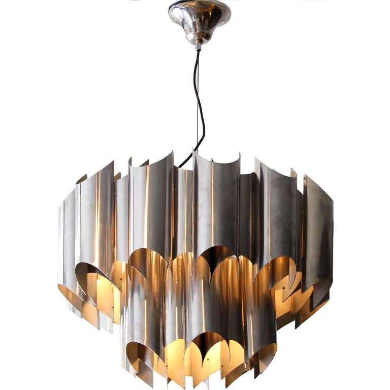 Steel and painted ceiling light, Italian c 1960