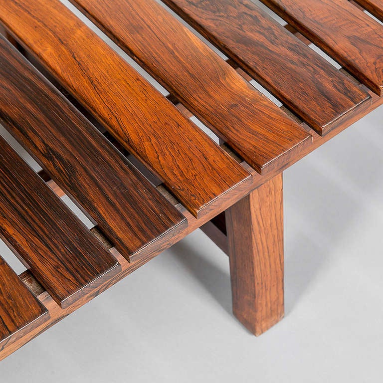 Mid-20th Century Long Jacaranda Slat Bench