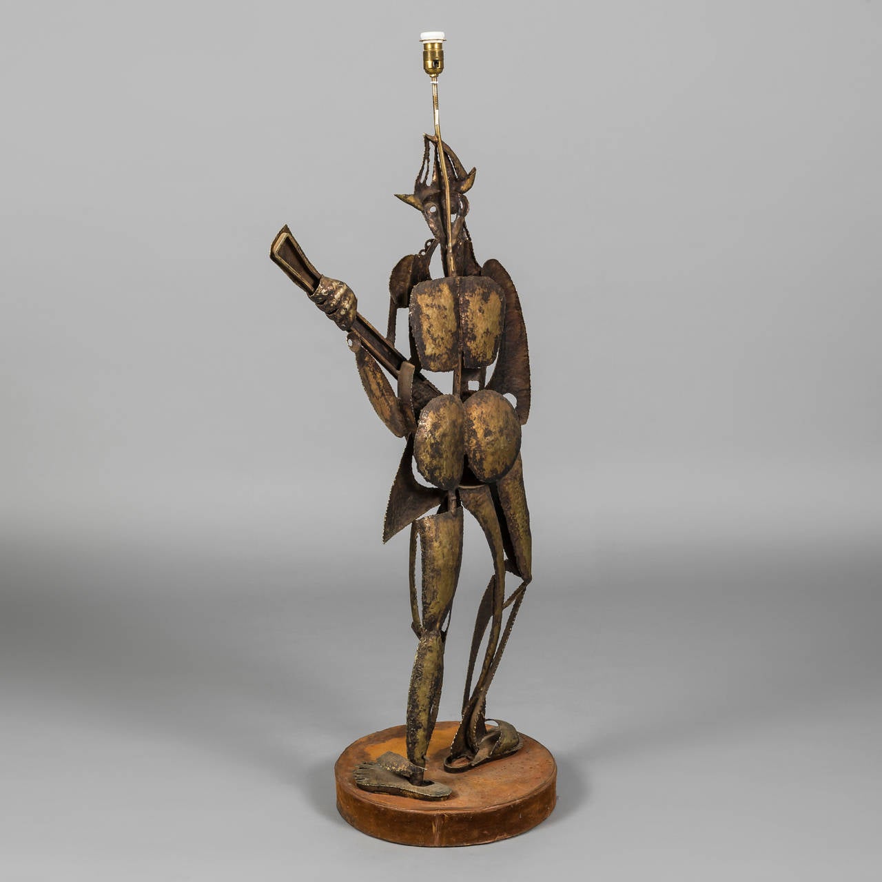 Metalwork 1950s Spanish Floor Lamp Inspired by Picasso's Harlequin Holding a Guitar For Sale