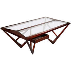 Mahogany and Glass Dining Table by Scapinelli, Brazil, circa 1958
