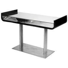 Black Lacquer and Chrome Console Table with Mirrored Surface, 1960s 11