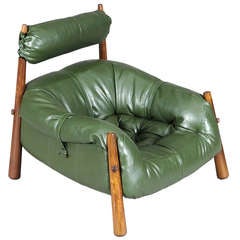 Leather Armchair and Footstool by Percival Lafer