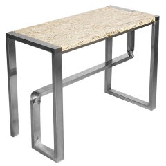 Steel Console Table with Marble Top