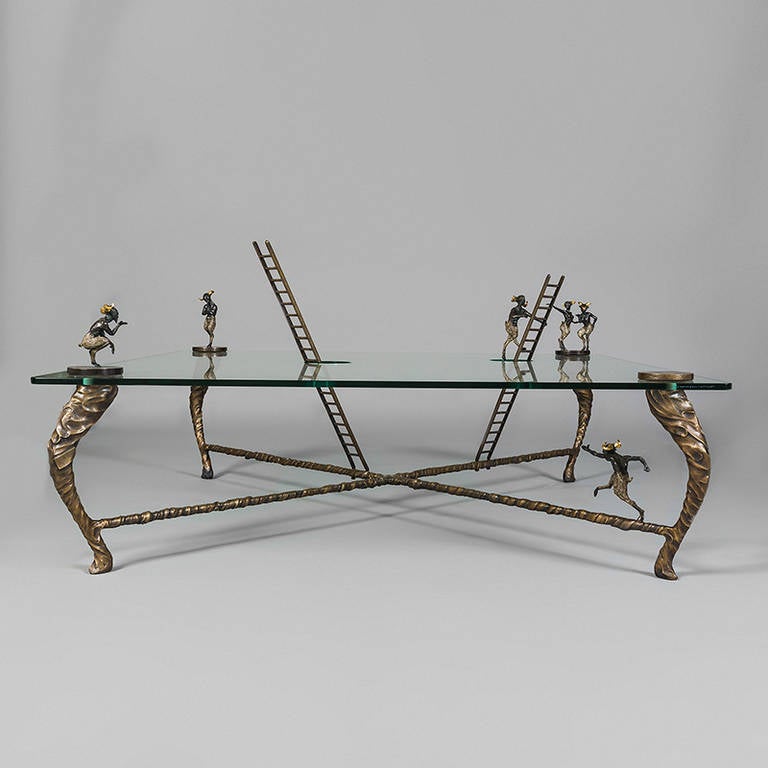 British Limited Edition Cast Bronze and Glass Centre Table by Nick Davis, England
