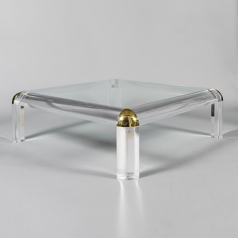 Lucite and Glass Centre Table Attributed to Maison Jansen, France, circa 1970 In Good Condition In London, GB