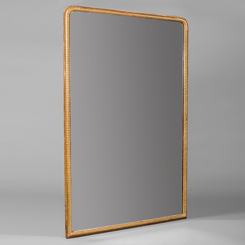 Large gilt framed overmantel mirror with original mercury glass, France, 1900s.