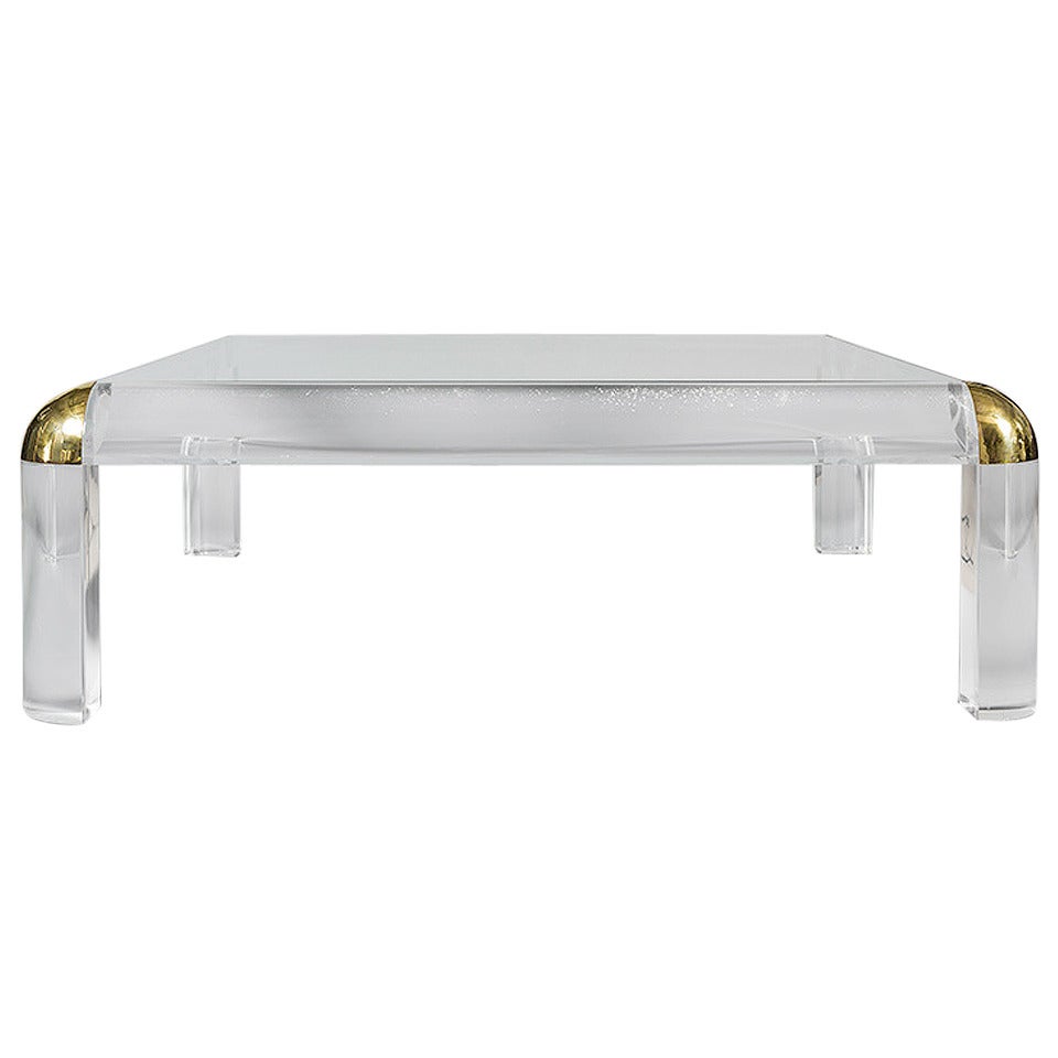 Lucite and Glass Centre Table Attributed to Maison Jansen, France, circa 1970