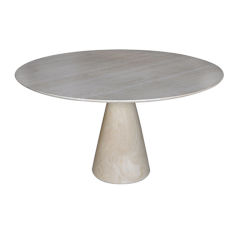 Retro Travertine Pedestal Dining Table, Angelo Mangiarotti, Italy 1969