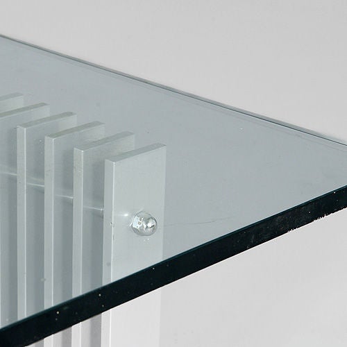 Brazilian Pair of Aluminium and Glass 'Radiator Occasional Tables