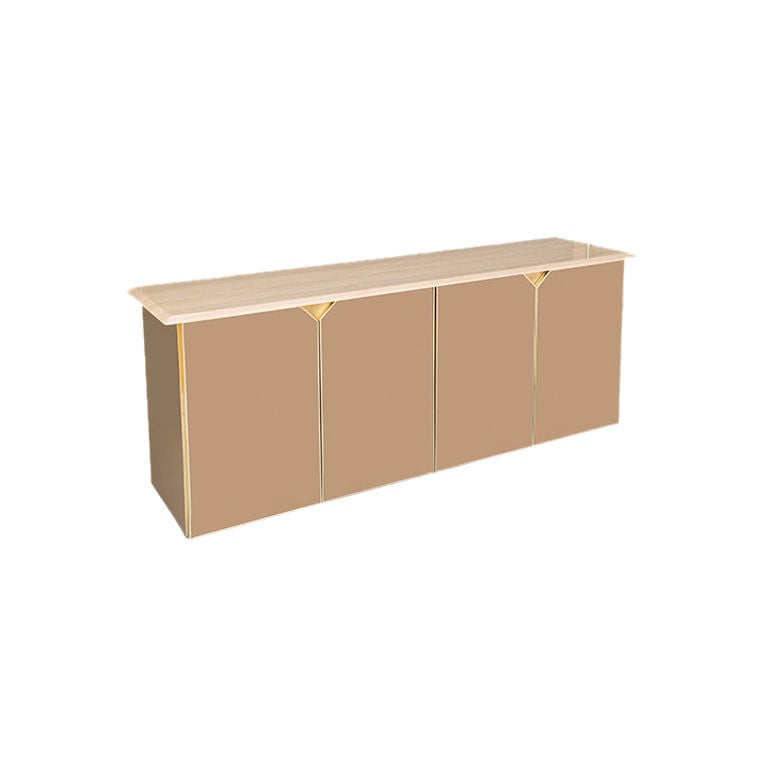 Sideboard in Glass with Brass Trim and Travertine Top, 1970s/80s