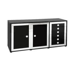 Chrome, Black Lacquered Wood and Perspex Cabinet