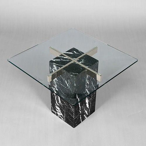 Artedi marble base & glass top coffee table 1970/80s. Probably manufactured in Italy for Artedi UK. Note price is for single table. See our matching table (our reference 1890 or 1st Dibs reference U1008188404759).