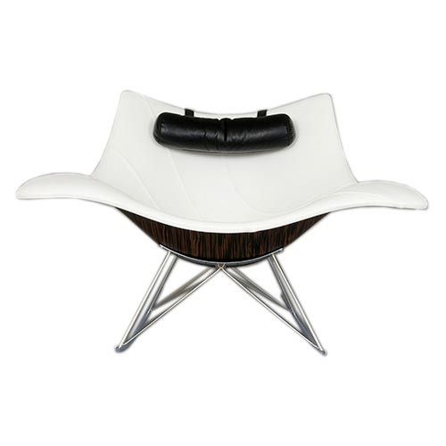 Stingray Rocking Chair in White Leather by Thomas Pedersen
