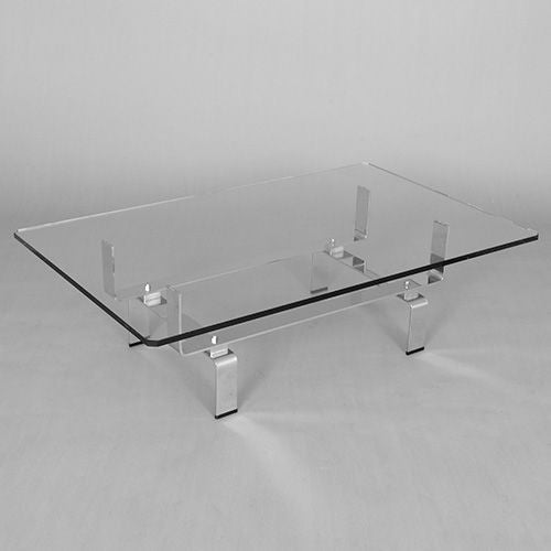 Chrome Coffee Table with Heavy Glass Top, French, 1970s 1