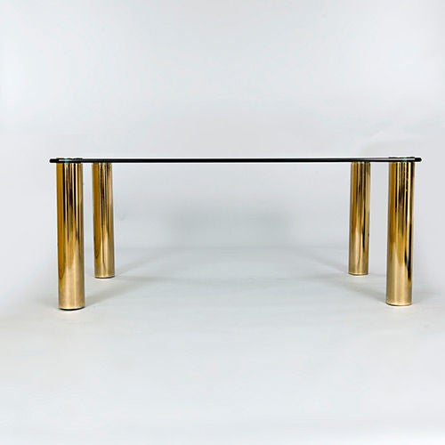 glass table with brass legs