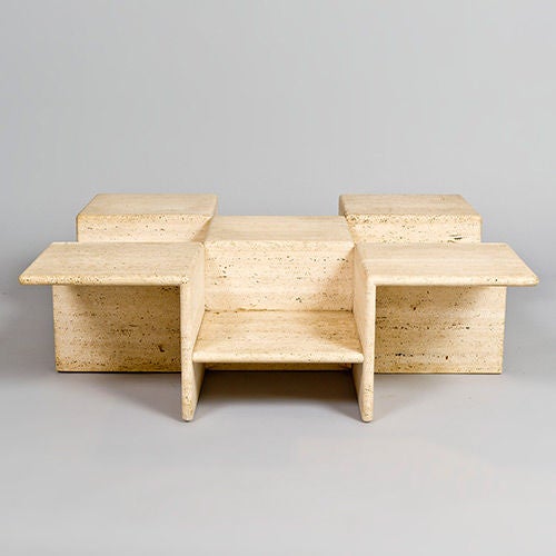 French Tiered Travertine Centre Table, France, 1970s
